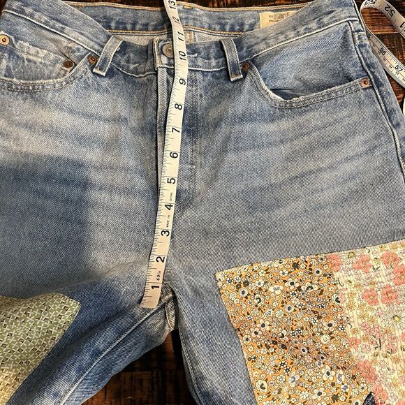Levi's Blue Patchwork Straight Leg Jeans - Picture 10 of 11